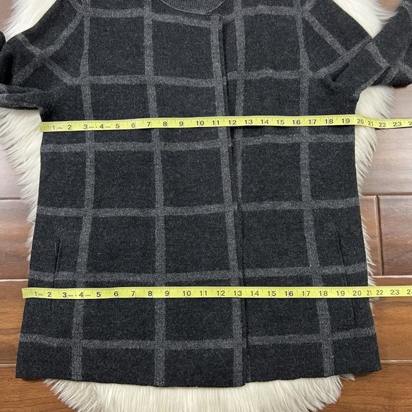 Eileen Fisher Size XS Windowpane Plaid Merino Wool Open Front Cardigan Sweater - Picture 4 of 11
